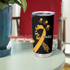 Childhood Cancer Awareness Personalised Tumbler Cup Aboriginal Ribbon Dot Painting