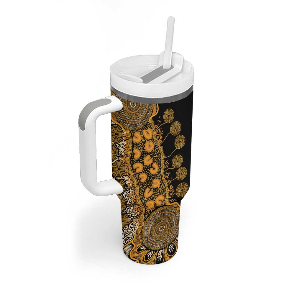 Childhood Cancer Awareness Personalised Tumbler With Handle Aboriginal Ribbon Dot Painting