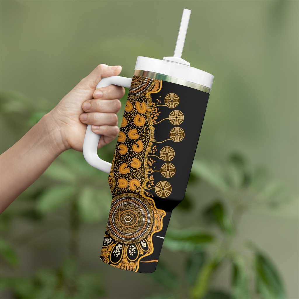 Childhood Cancer Awareness Personalised Tumbler With Handle Aboriginal Ribbon Dot Painting
