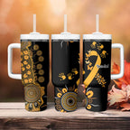 Childhood Cancer Awareness Personalised Tumbler With Handle Aboriginal Ribbon Dot Painting