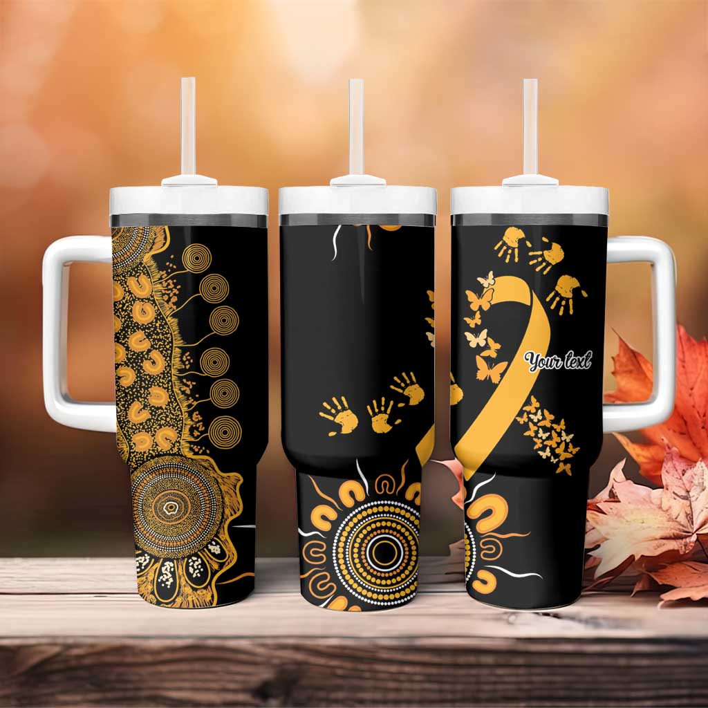 Childhood Cancer Awareness Personalised Tumbler With Handle Aboriginal Ribbon Dot Painting