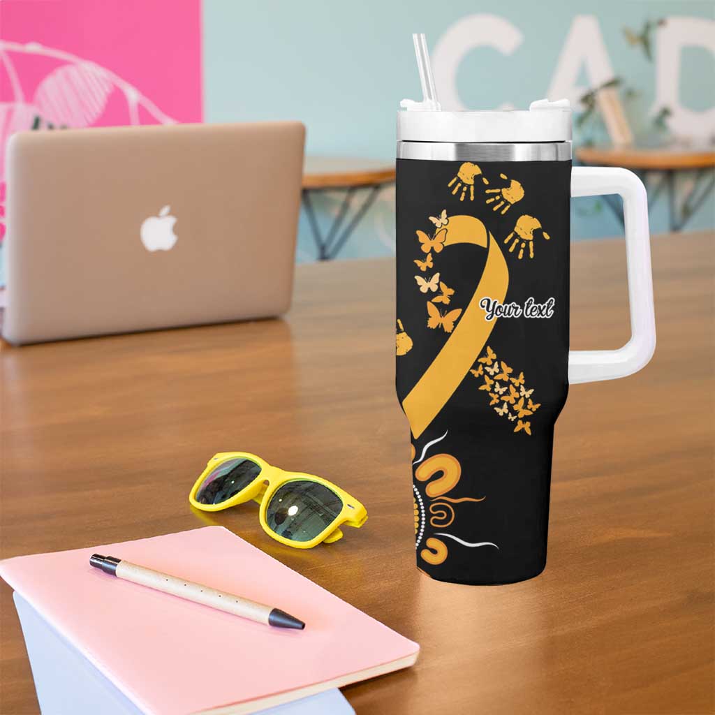 Childhood Cancer Awareness Personalised Tumbler With Handle Aboriginal Ribbon Dot Painting
