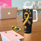 Childhood Cancer Awareness Personalised Tumbler With Handle Aboriginal Ribbon Dot Painting