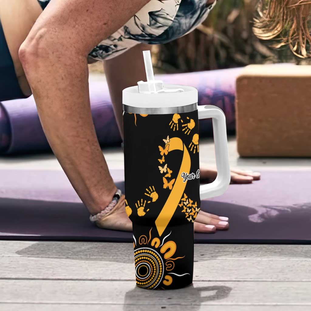 Childhood Cancer Awareness Personalised Tumbler With Handle Aboriginal Ribbon Dot Painting