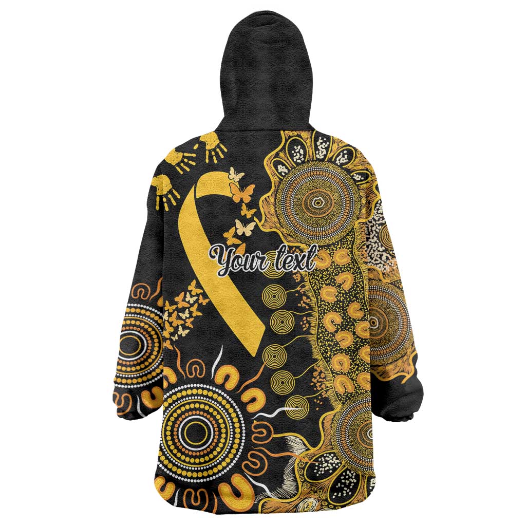 Childhood Cancer Awareness Personalised Wearable Blanket Hoodie Aboriginal Ribbon Dot Painting