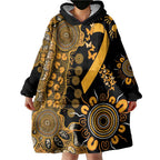 Childhood Cancer Awareness Personalised Wearable Blanket Hoodie Aboriginal Ribbon Dot Painting