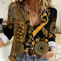Childhood Cancer Awareness Personalised Women Casual Shirt Aboriginal Ribbon Dot Painting