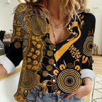 Childhood Cancer Awareness Personalised Women Casual Shirt Aboriginal Ribbon Dot Painting