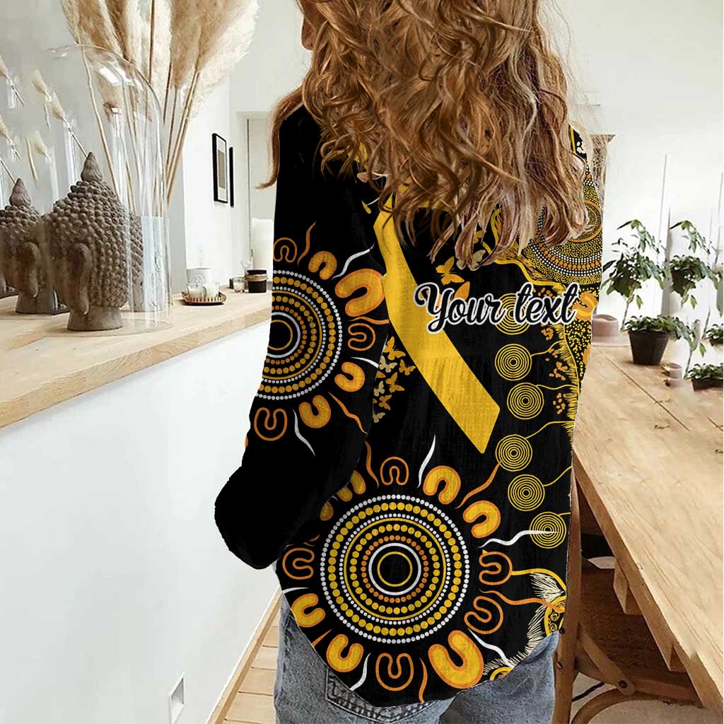 Childhood Cancer Awareness Personalised Women Casual Shirt Aboriginal Ribbon Dot Painting
