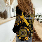 Childhood Cancer Awareness Personalised Women Casual Shirt Aboriginal Ribbon Dot Painting