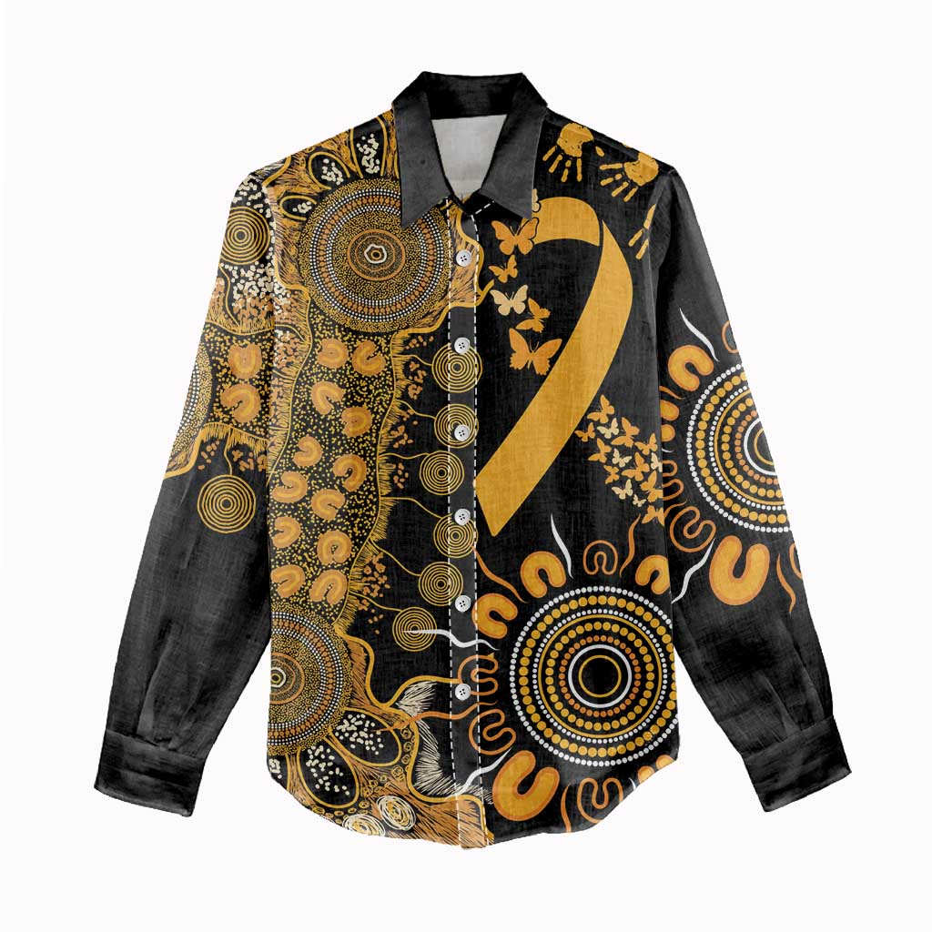 Childhood Cancer Awareness Personalised Women Casual Shirt Aboriginal Ribbon Dot Painting