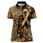 Childhood Cancer Awareness Personalised Women Polo Shirt Aboriginal Ribbon Dot Painting