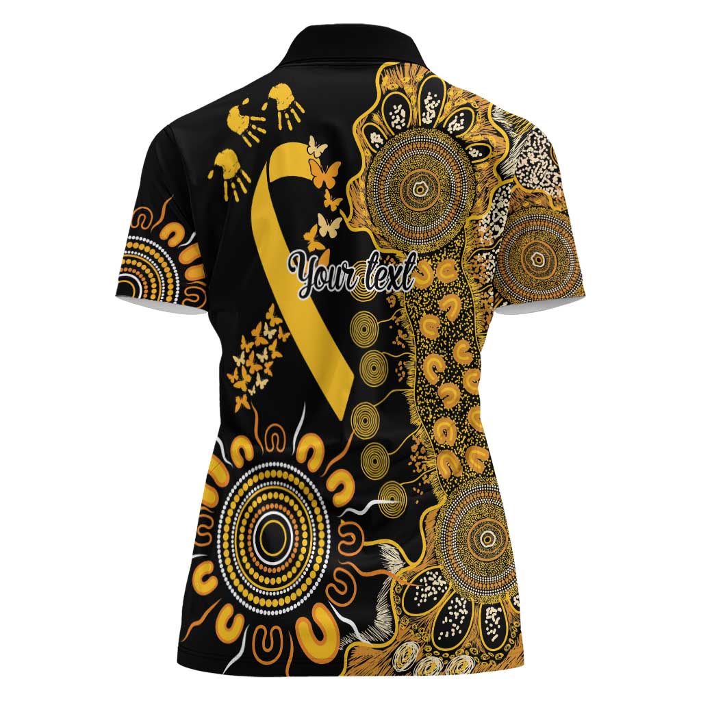 Childhood Cancer Awareness Personalised Women Polo Shirt Aboriginal Ribbon Dot Painting