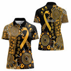 Childhood Cancer Awareness Personalised Women Polo Shirt Aboriginal Ribbon Dot Painting