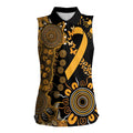 Childhood Cancer Awareness Personalised Women Sleeveless Polo Shirt Aboriginal Ribbon Dot Painting