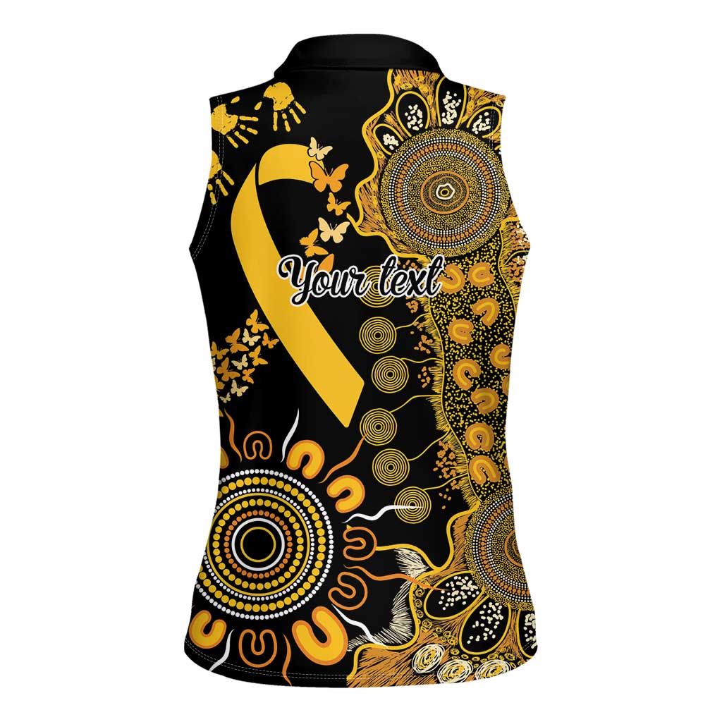 Childhood Cancer Awareness Personalised Women Sleeveless Polo Shirt Aboriginal Ribbon Dot Painting