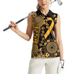 Childhood Cancer Awareness Personalised Women Sleeveless Polo Shirt Aboriginal Ribbon Dot Painting