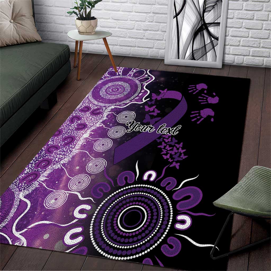 Domestic Violence Awareness Personalised Area Rug Aboriginal Ribbon Dot Painting
