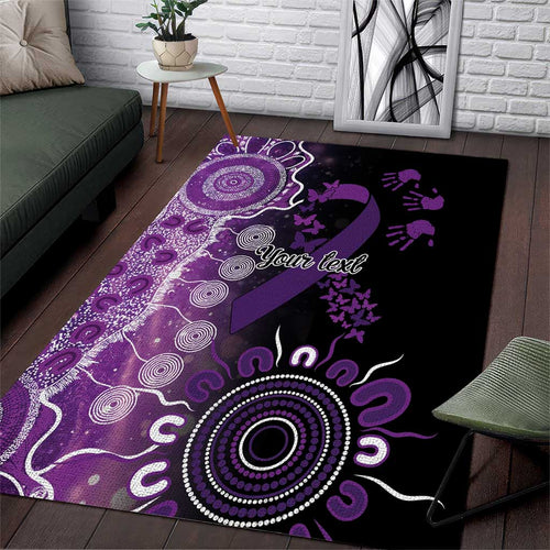 Domestic Violence Awareness Personalised Area Rug Aboriginal Ribbon Dot Painting