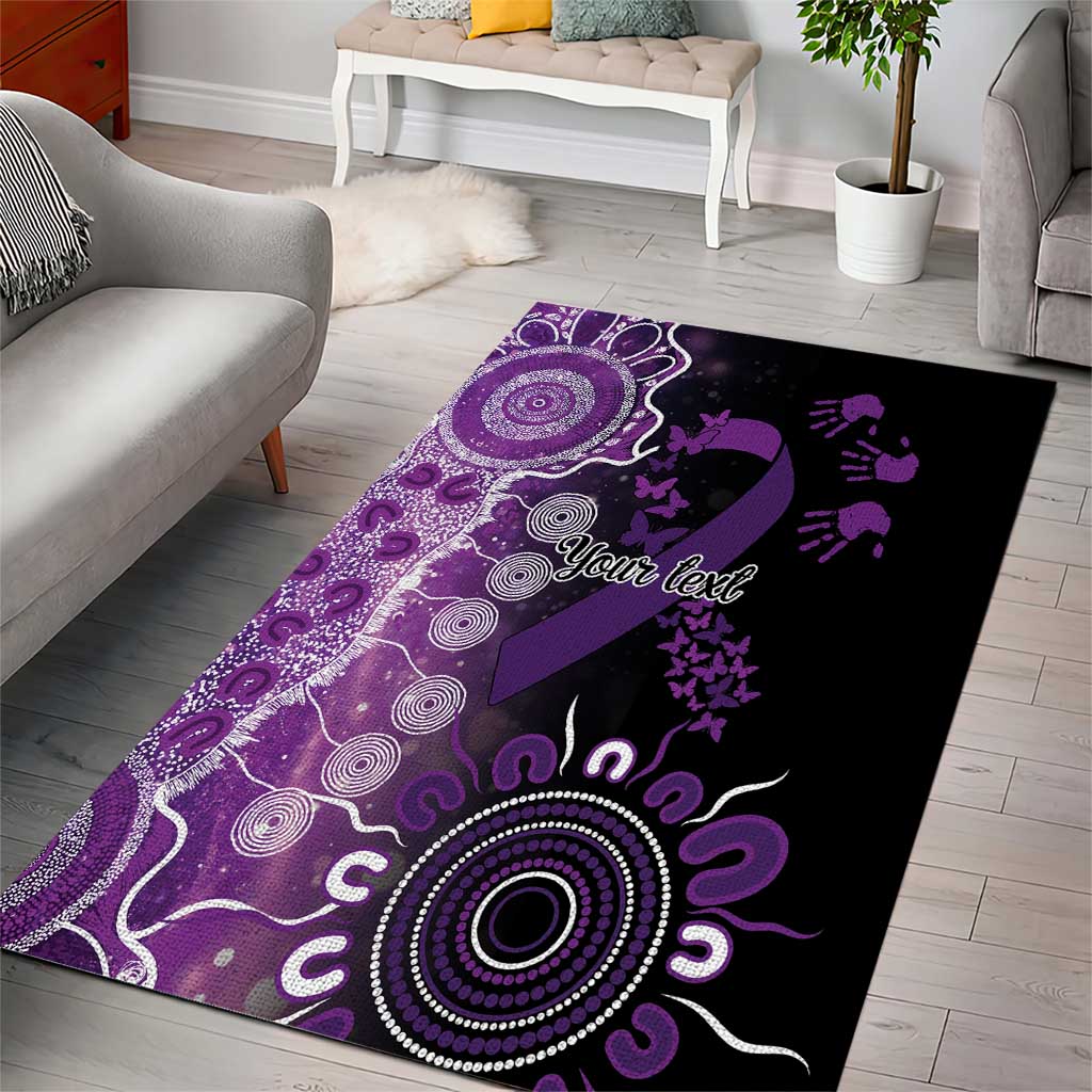 Domestic Violence Awareness Personalised Area Rug Aboriginal Ribbon Dot Painting