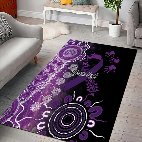 Domestic Violence Awareness Personalised Area Rug Aboriginal Ribbon Dot Painting