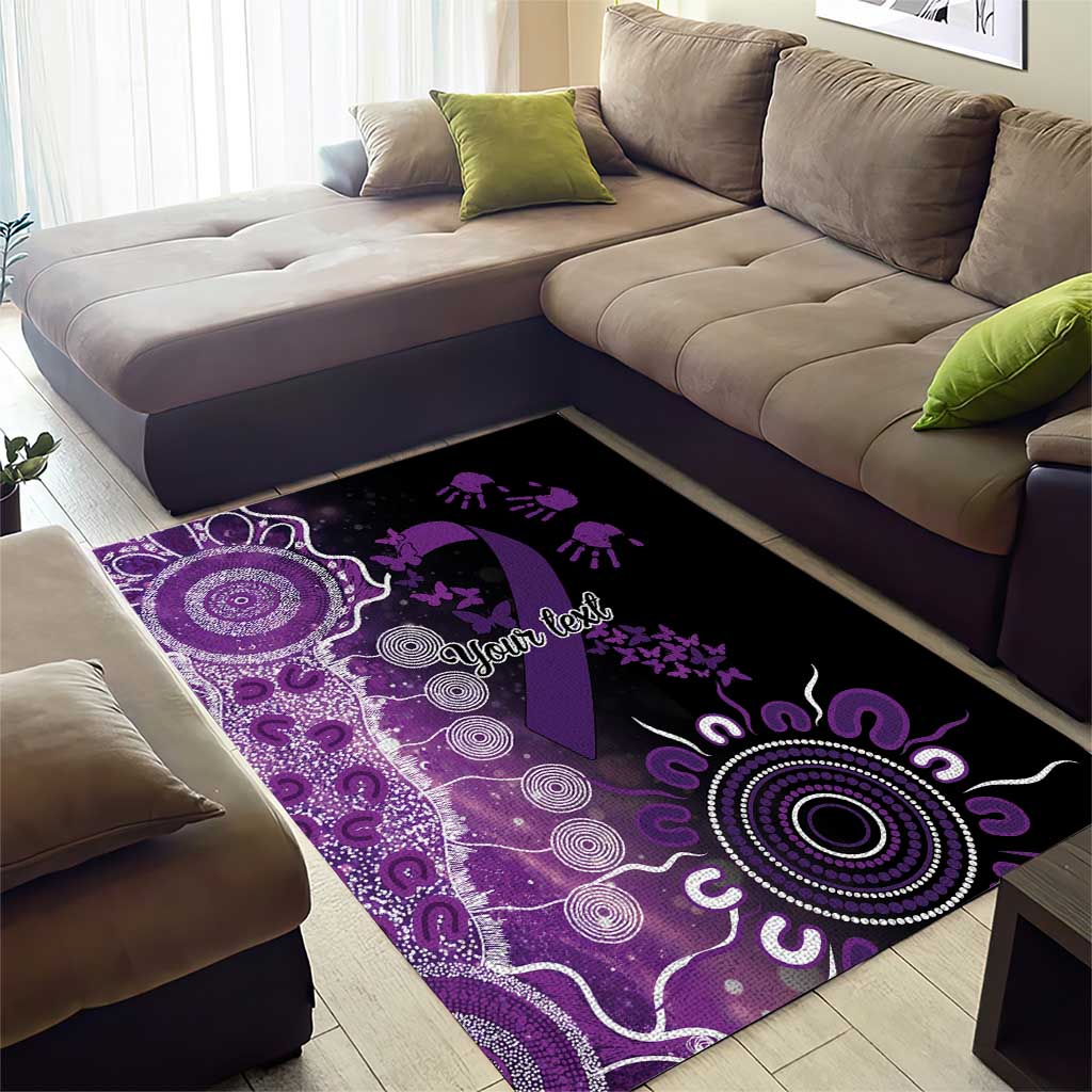 Domestic Violence Awareness Personalised Area Rug Aboriginal Ribbon Dot Painting