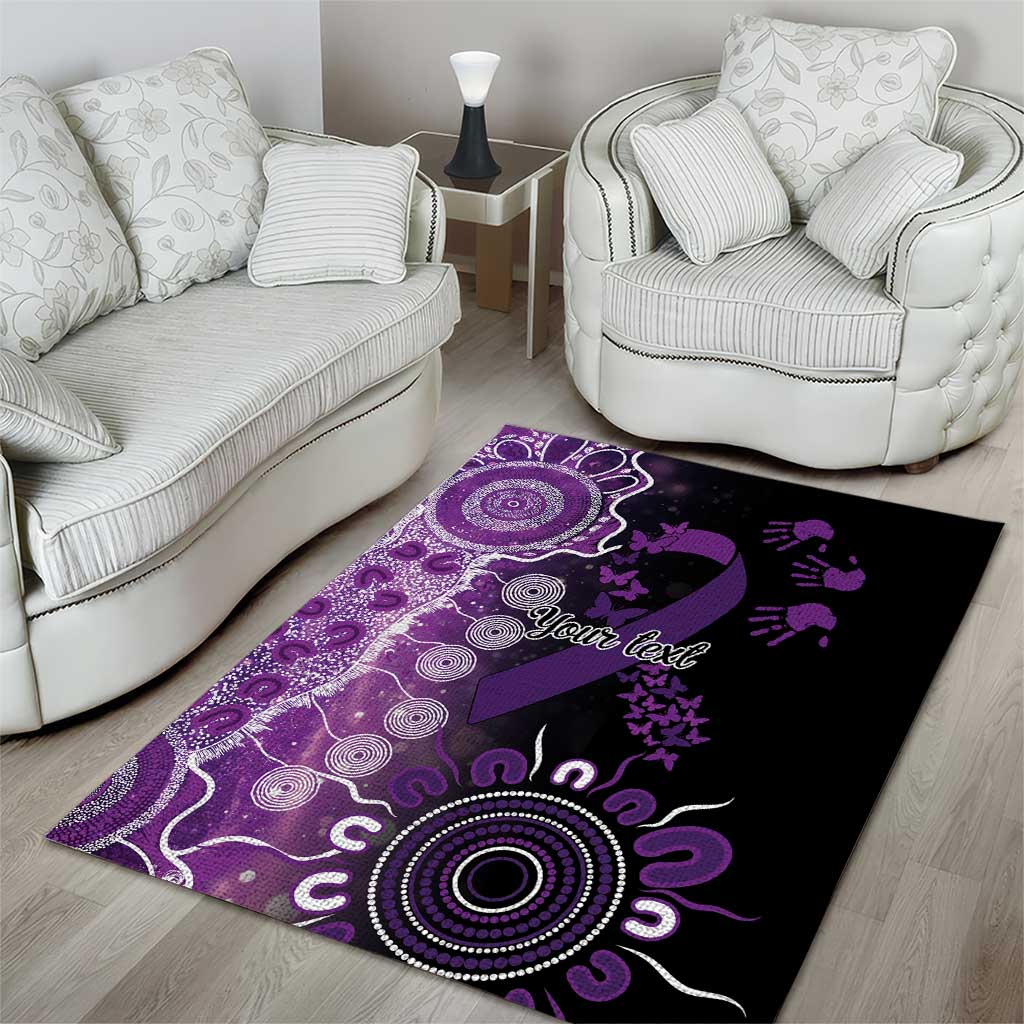 Domestic Violence Awareness Personalised Area Rug Aboriginal Ribbon Dot Painting