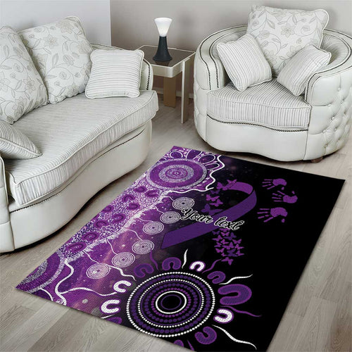 Domestic Violence Awareness Personalised Area Rug Aboriginal Ribbon Dot Painting