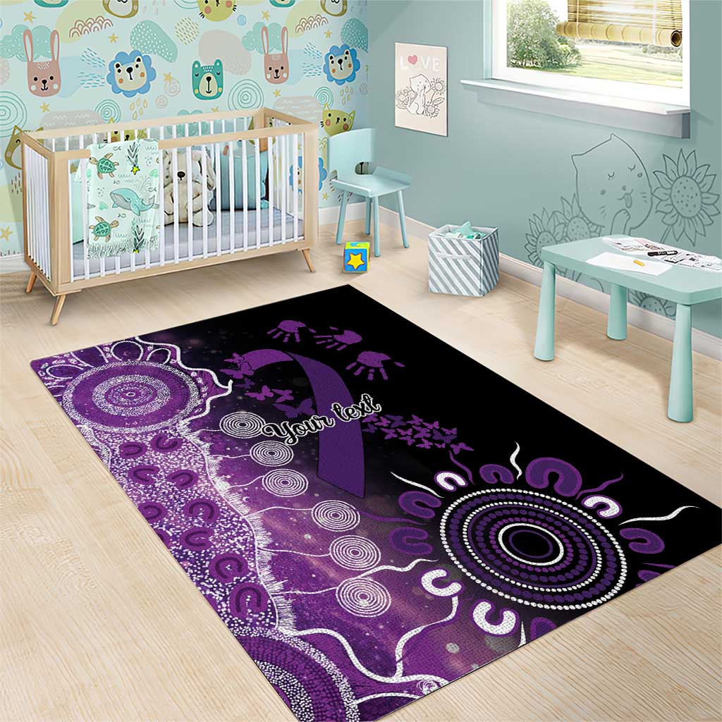Domestic Violence Awareness Personalised Area Rug Aboriginal Ribbon Dot Painting