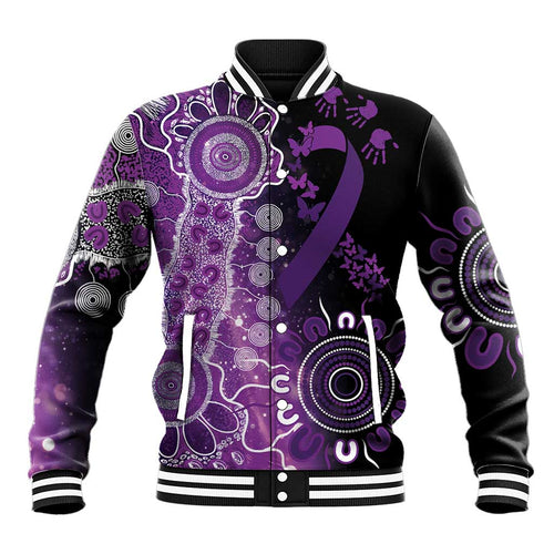 Domestic Violence Awareness Personalised Baseball Jacket Aboriginal Ribbon Dot Painting