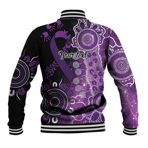 Domestic Violence Awareness Personalised Baseball Jacket Aboriginal Ribbon Dot Painting