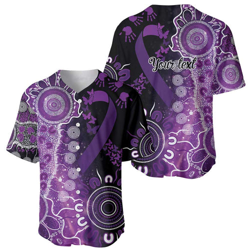 Domestic Violence Awareness Personalised Baseball Jersey Aboriginal Ribbon Dot Painting