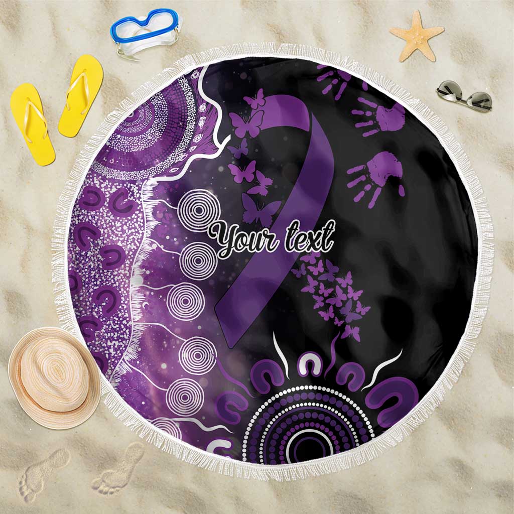 Domestic Violence Awareness Personalised Beach Blanket Aboriginal Ribbon Dot Painting