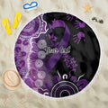 Domestic Violence Awareness Personalised Beach Blanket Aboriginal Ribbon Dot Painting
