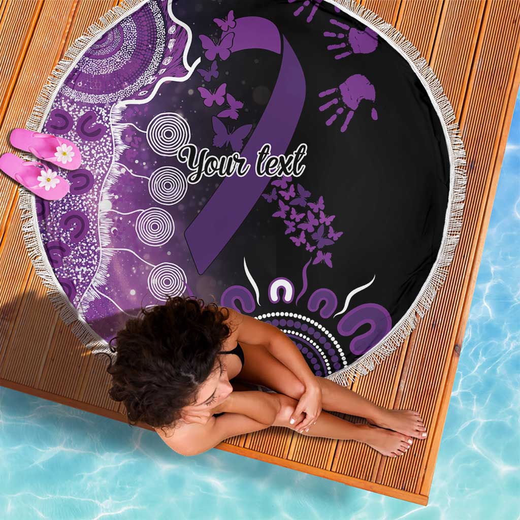 Domestic Violence Awareness Personalised Beach Blanket Aboriginal Ribbon Dot Painting