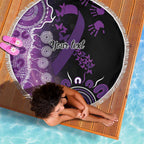 Domestic Violence Awareness Personalised Beach Blanket Aboriginal Ribbon Dot Painting