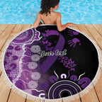 Domestic Violence Awareness Personalised Beach Blanket Aboriginal Ribbon Dot Painting