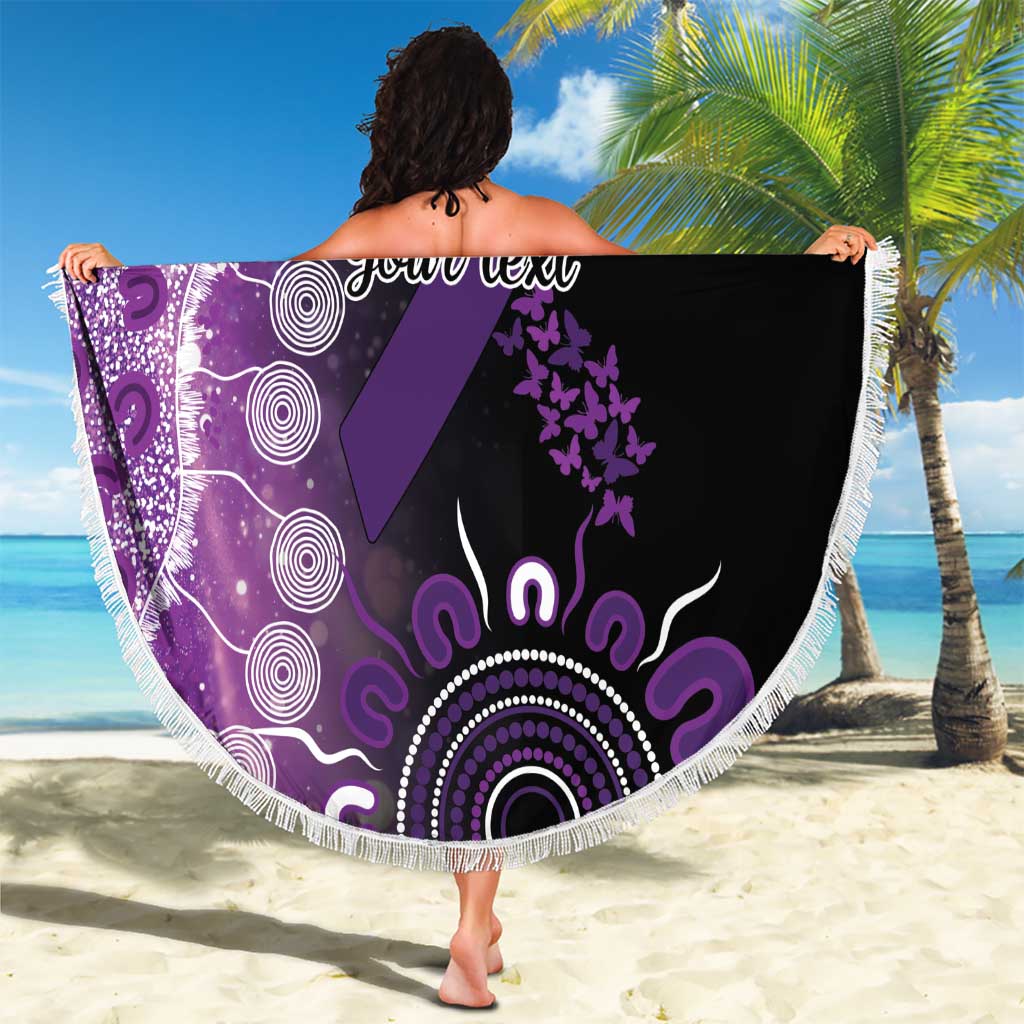 Domestic Violence Awareness Personalised Beach Blanket Aboriginal Ribbon Dot Painting