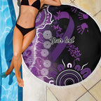 Domestic Violence Awareness Personalised Beach Blanket Aboriginal Ribbon Dot Painting