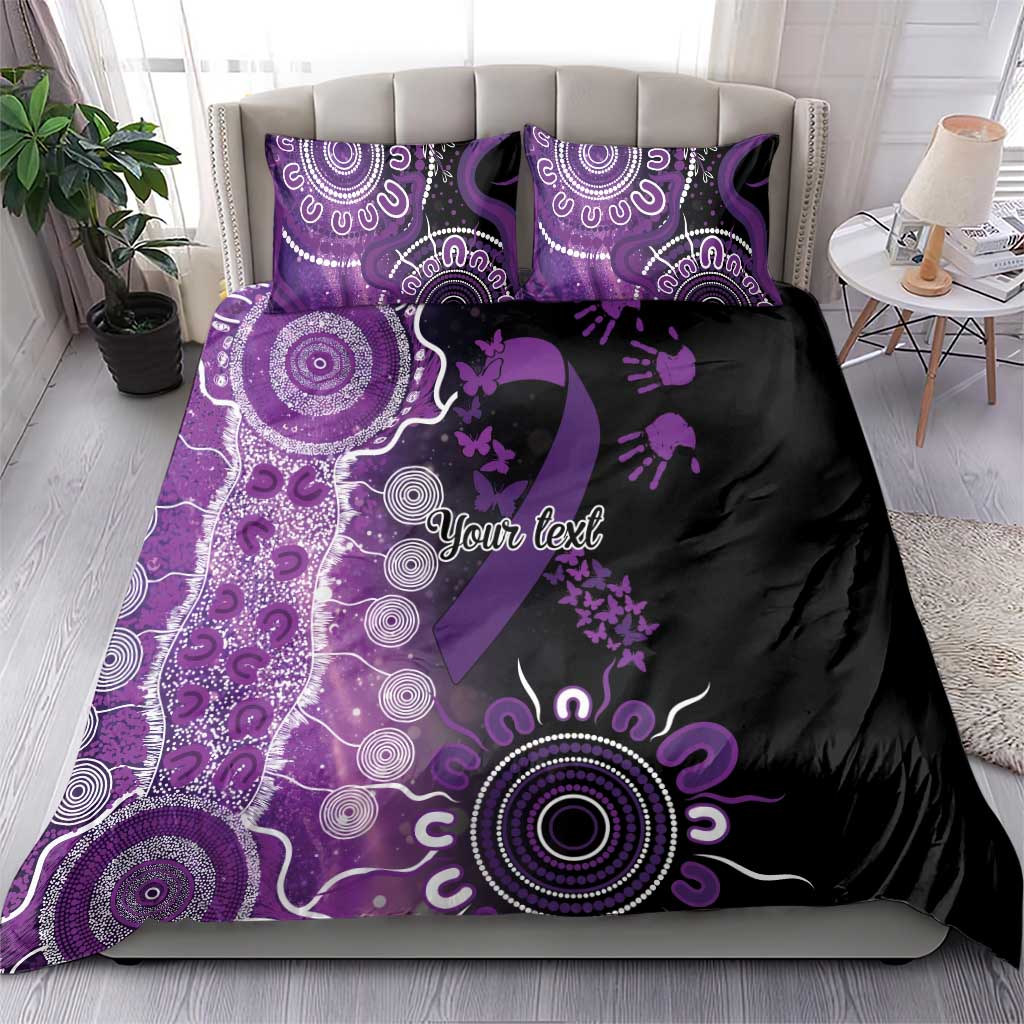 Domestic Violence Awareness Personalised Bedding Set Aboriginal Ribbon Dot Painting