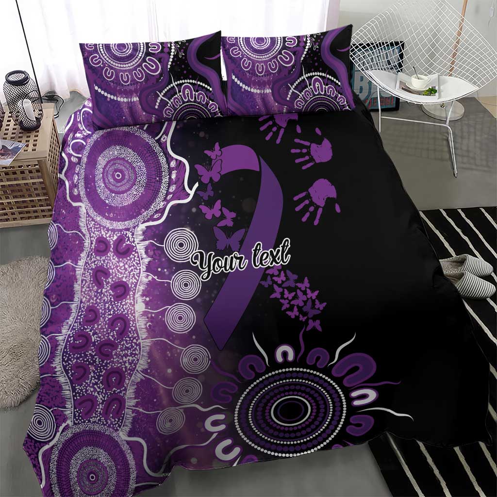 Domestic Violence Awareness Personalised Bedding Set Aboriginal Ribbon Dot Painting