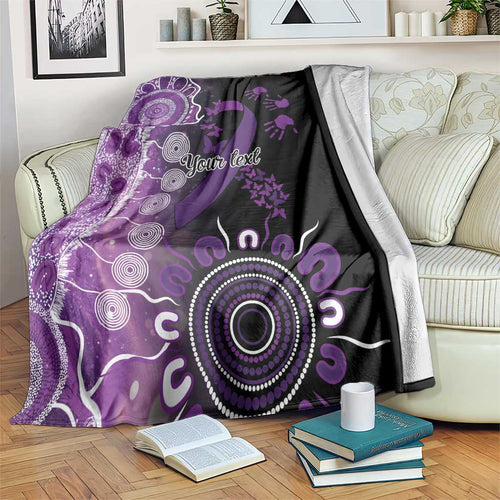 Domestic Violence Awareness Personalised Blanket Aboriginal Ribbon Dot Painting