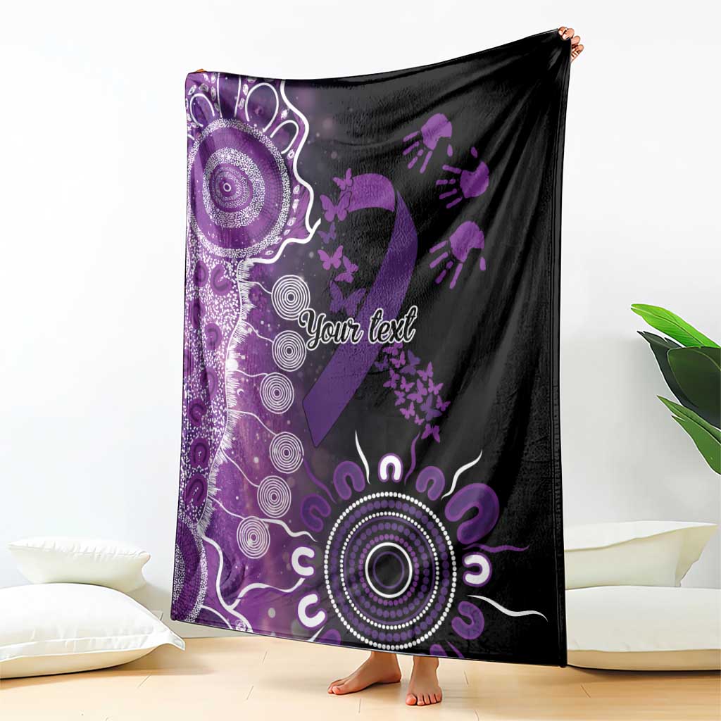 Domestic Violence Awareness Personalised Blanket Aboriginal Ribbon Dot Painting
