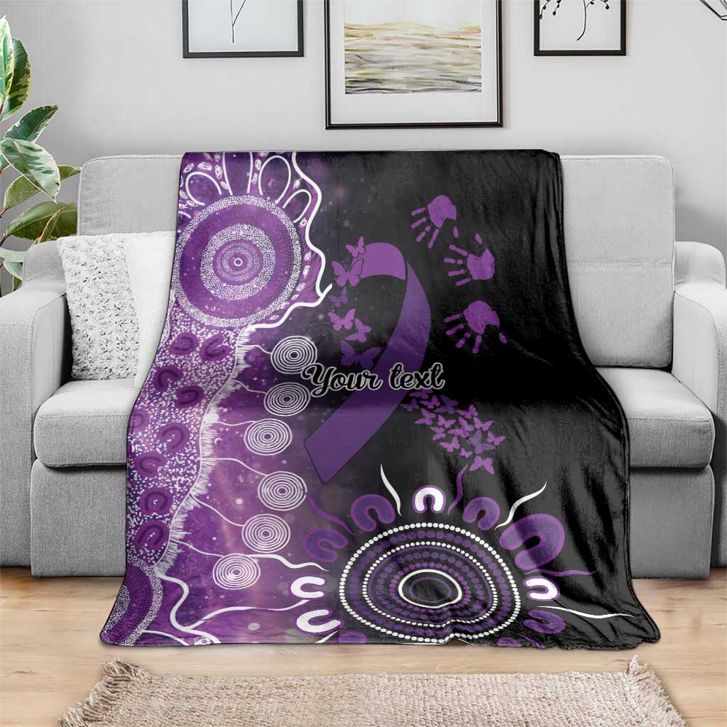 Domestic Violence Awareness Personalised Blanket Aboriginal Ribbon Dot Painting