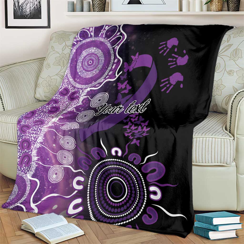 Domestic Violence Awareness Personalised Blanket Aboriginal Ribbon Dot Painting