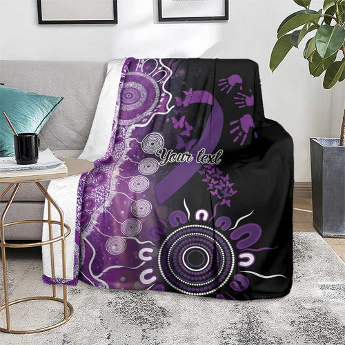 Domestic Violence Awareness Personalised Blanket Aboriginal Ribbon Dot Painting