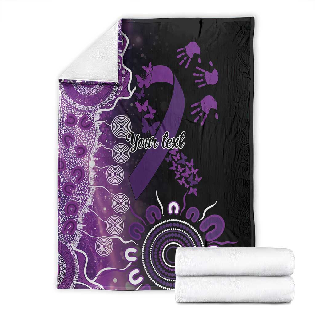 Domestic Violence Awareness Personalised Blanket Aboriginal Ribbon Dot Painting