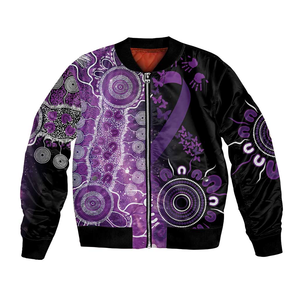 Domestic Violence Awareness Personalised Bomber Jacket Aboriginal Ribbon Dot Painting