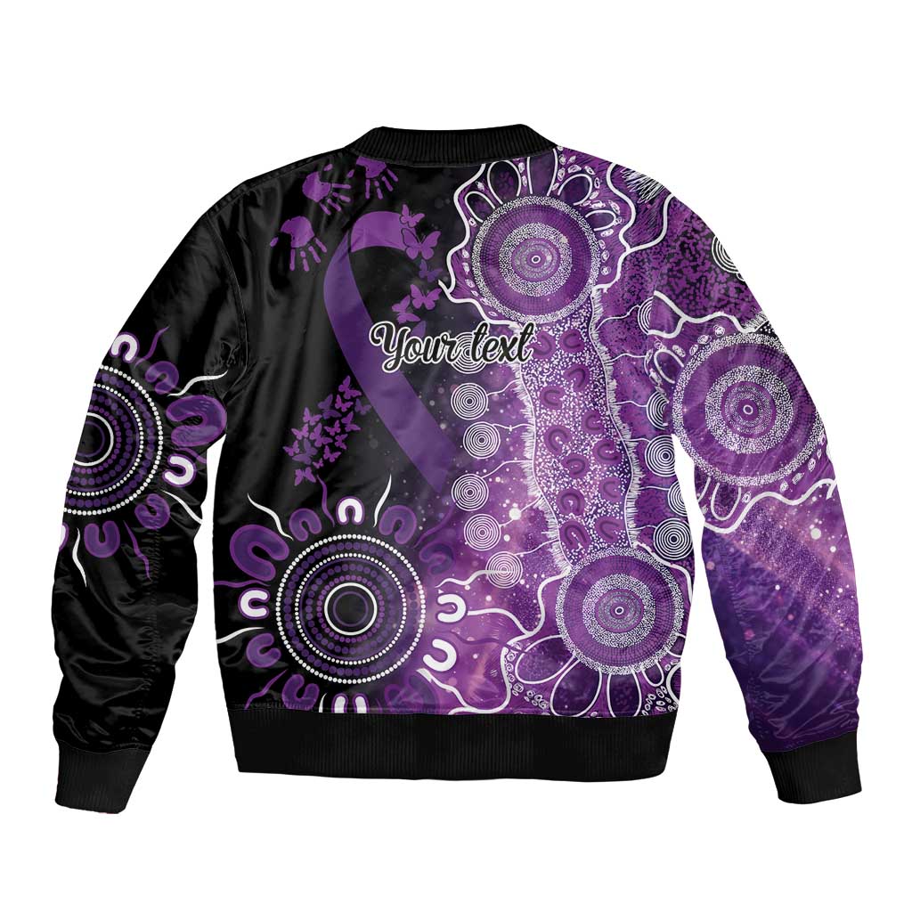 Domestic Violence Awareness Personalised Bomber Jacket Aboriginal Ribbon Dot Painting