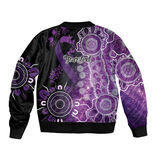 Domestic Violence Awareness Personalised Bomber Jacket Aboriginal Ribbon Dot Painting